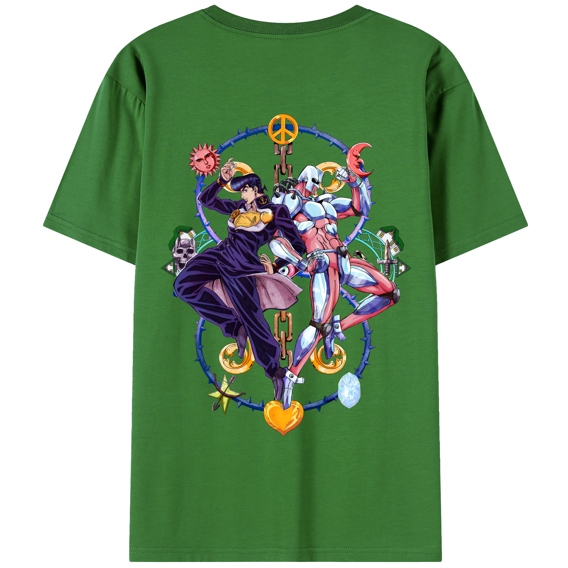 （画像用） ジョジョの奇妙な冒険 ひがしかた じょうすけ JoJo's Bizarre Adventure Higashikata Josuke レディース半袖Tシャツ(バックプリント)